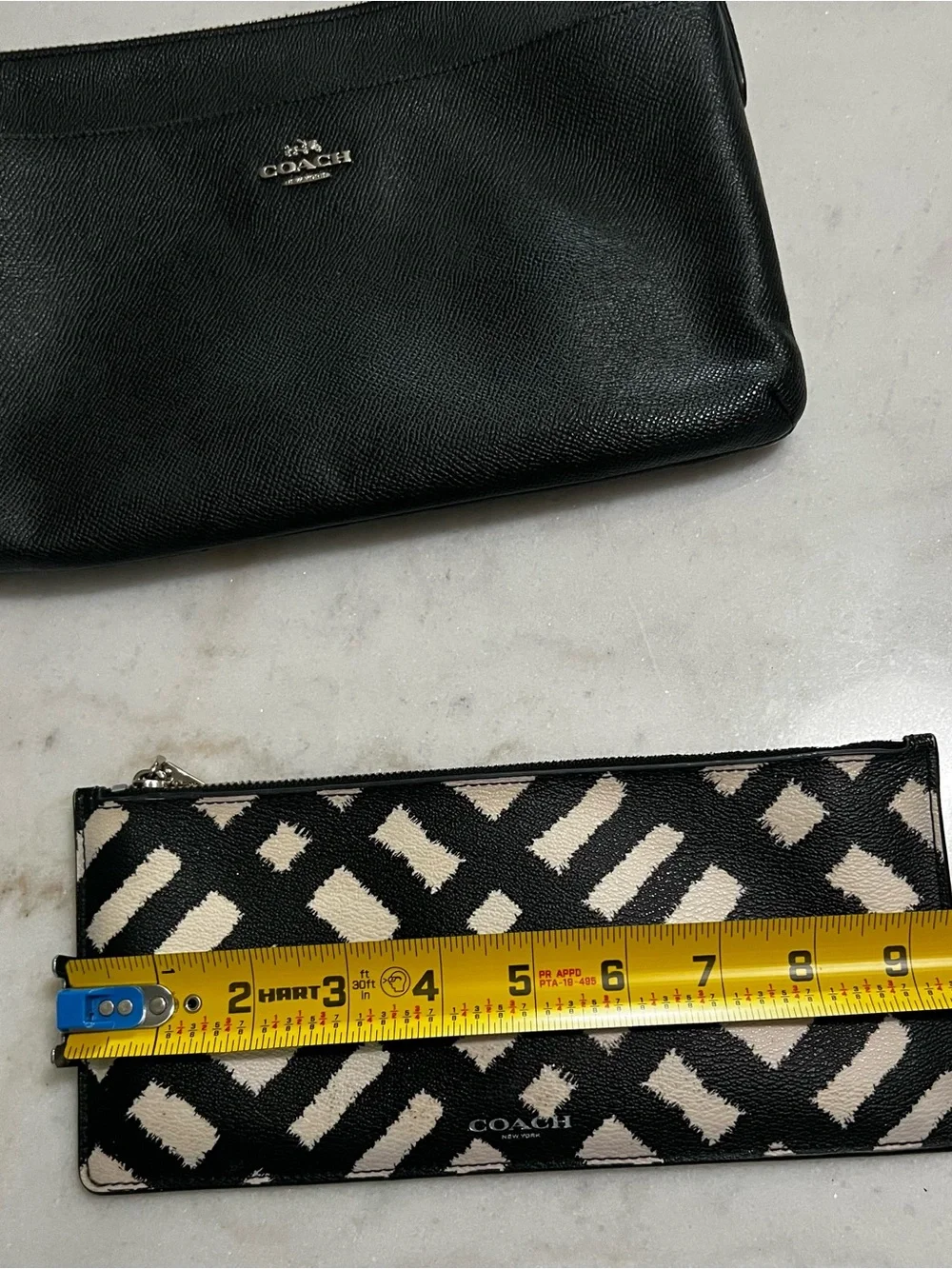 Coach East/West Leather Crossbody With Pop Up Black White Crisscross Print Pouch